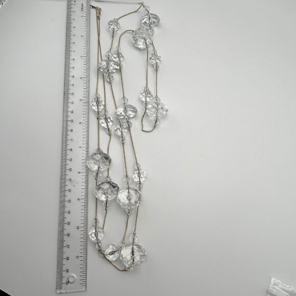 Vintage 60 inch Faceted Crystal Bead Rope Necklace 14K GP Clasp Long Layering - Picture 6 of 12